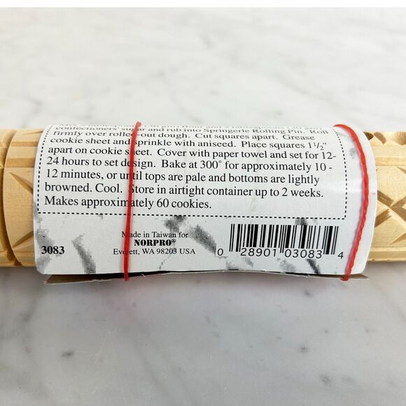 Springerle Wooden Rolling Pin 10" Norpro #3083 - Picture 5 of 5